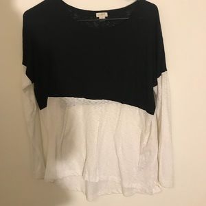 white and black J. Crew long sleeve shirt